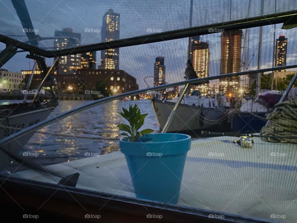The view from aboard our 28 foot cabin cruiser can be stunning at times especially in the evening when the city comes to life and sparkles. 2023. Hypnotic Productions