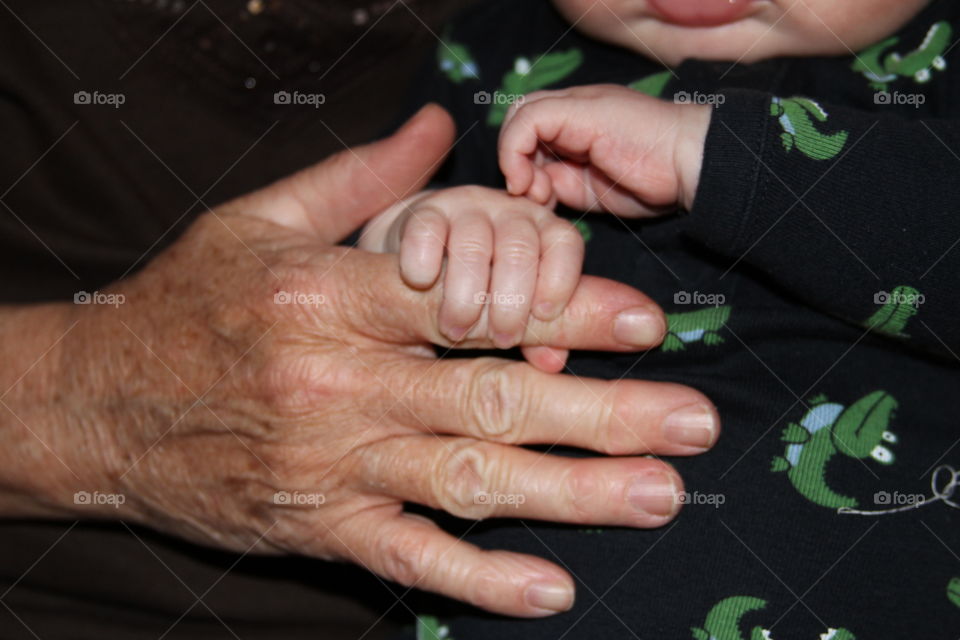Grandmother’s and baby’s hands