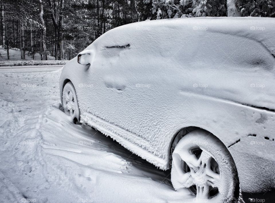 Frozen car after the storm