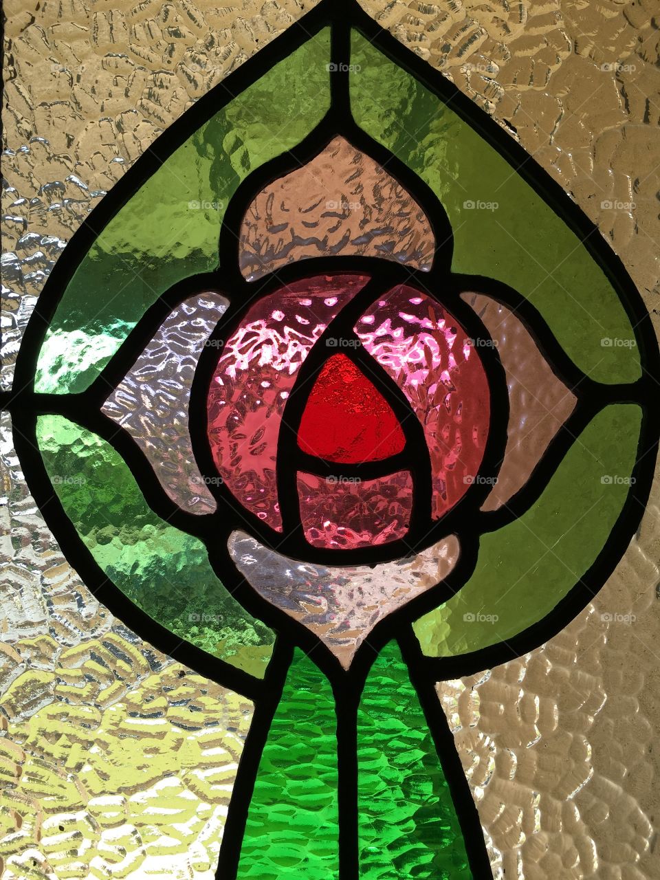 Stained glass window closeup background image circa 1930s