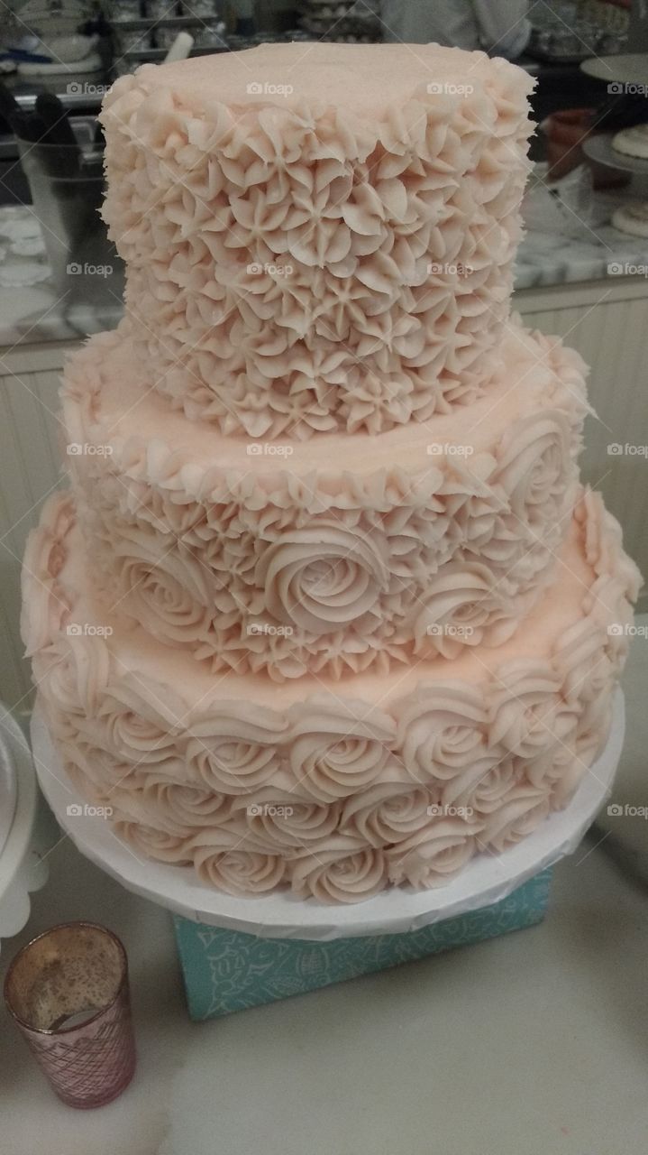 Peach Three Tier Ornate Cake