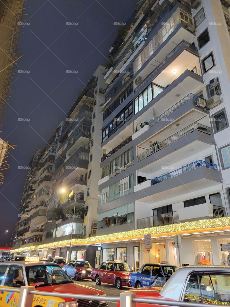 Nightwalk Buildings at Paterson Street Causeway Bay Hong Kong