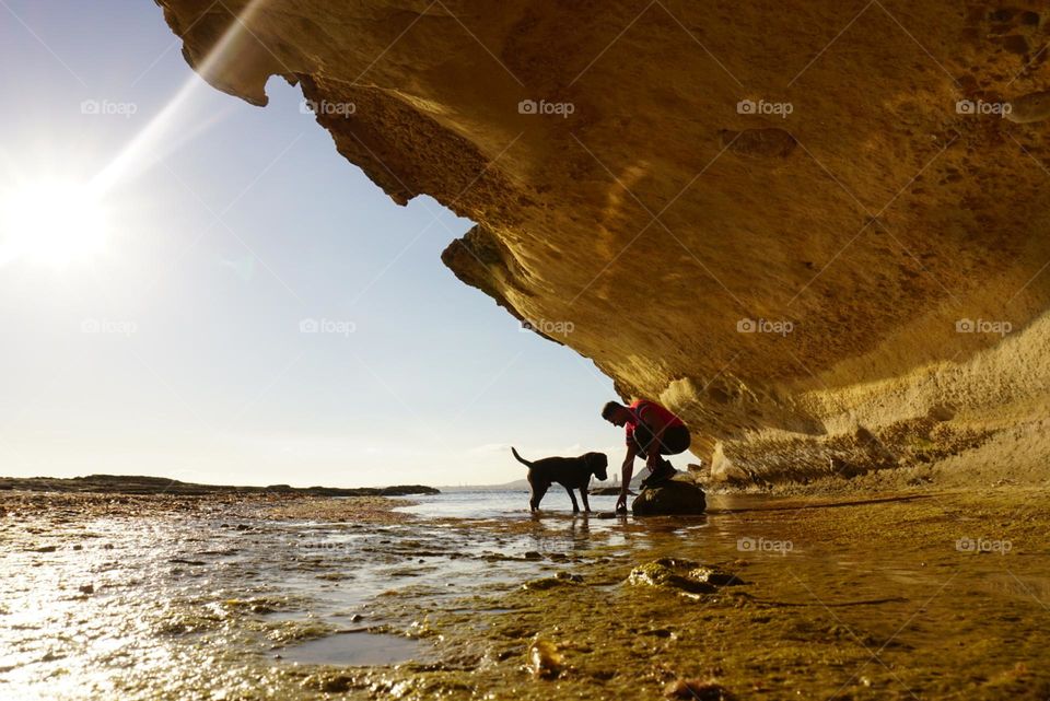 Beach#ocean#human#dog