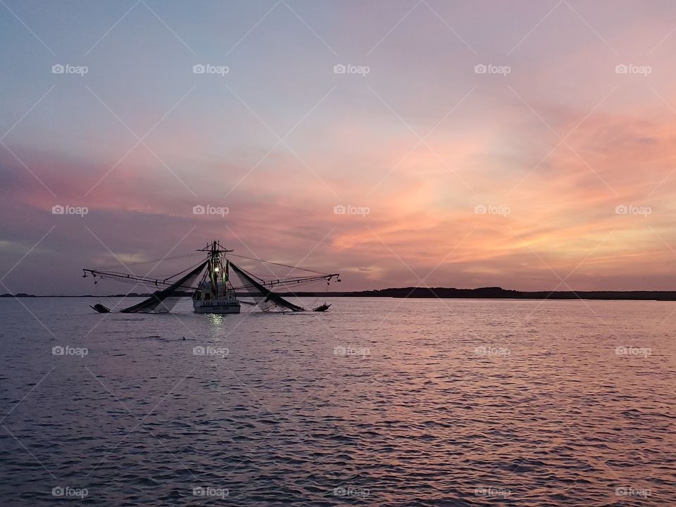 a favorite photo - shrimp boat at sunser