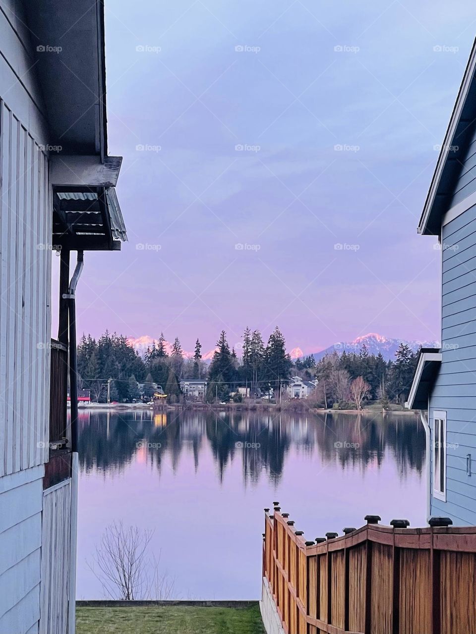 Purple sky and mountains landscape 