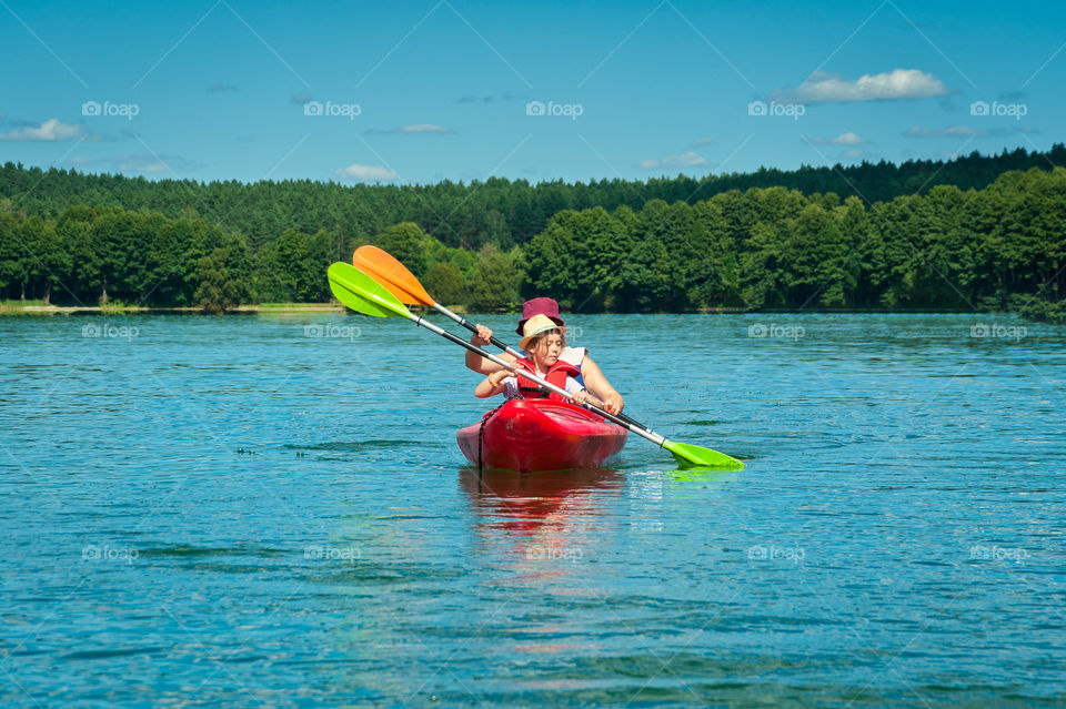 Kayak on lake.