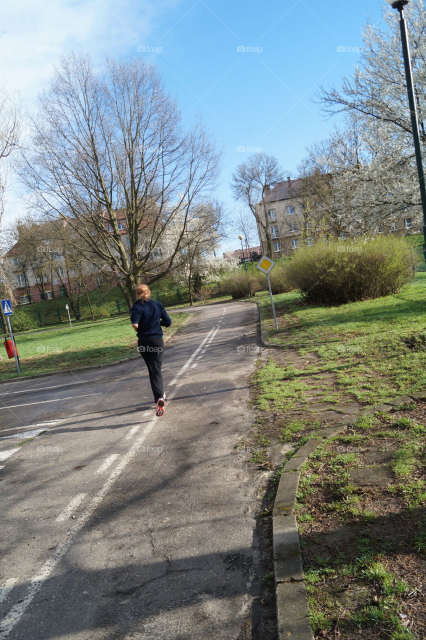 jogging in the morning