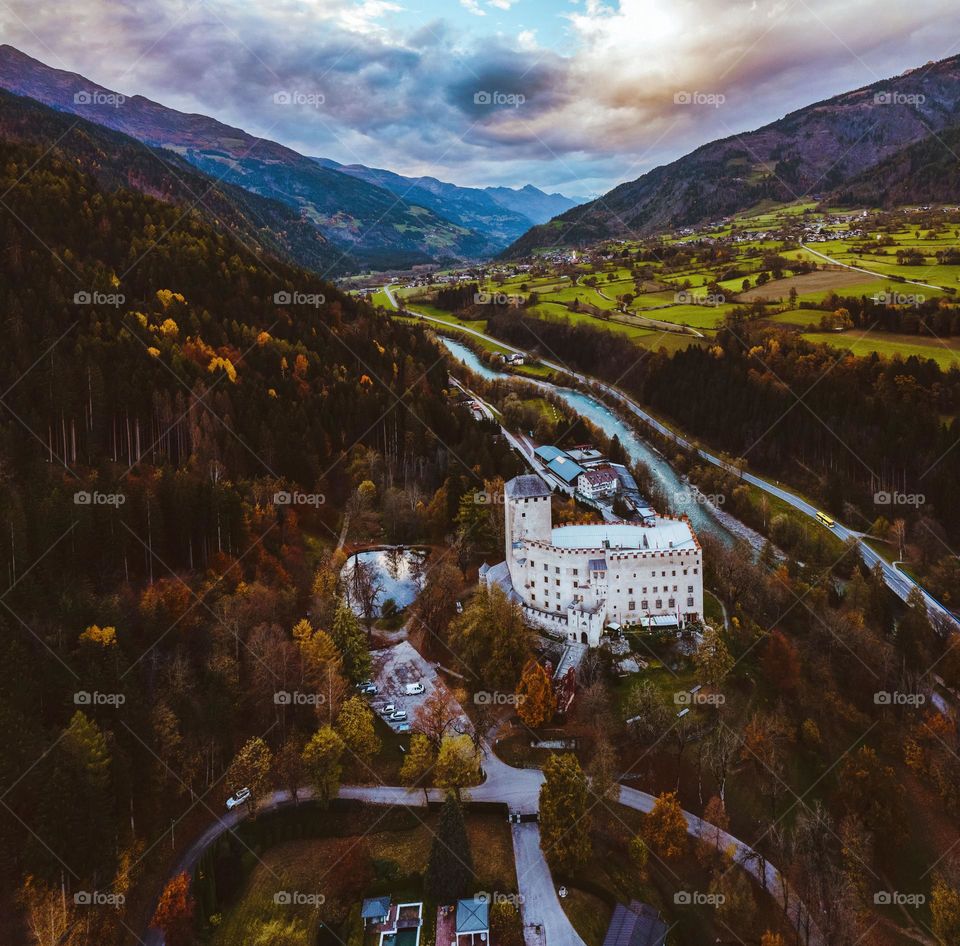 Bird's eye view on Schloss Bruck - a castle in East Tyrol (Austria)