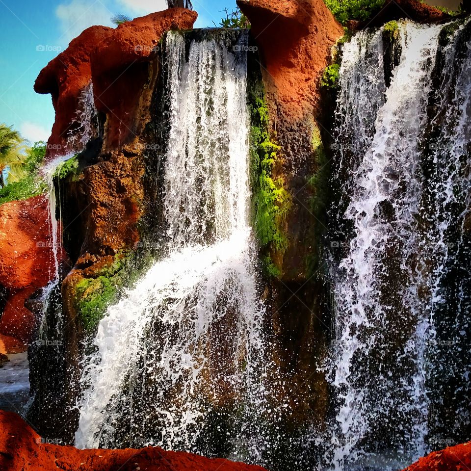 Waterfall in the Atlantis Resort. Waterfall near a hotel in the Atlantis resort.