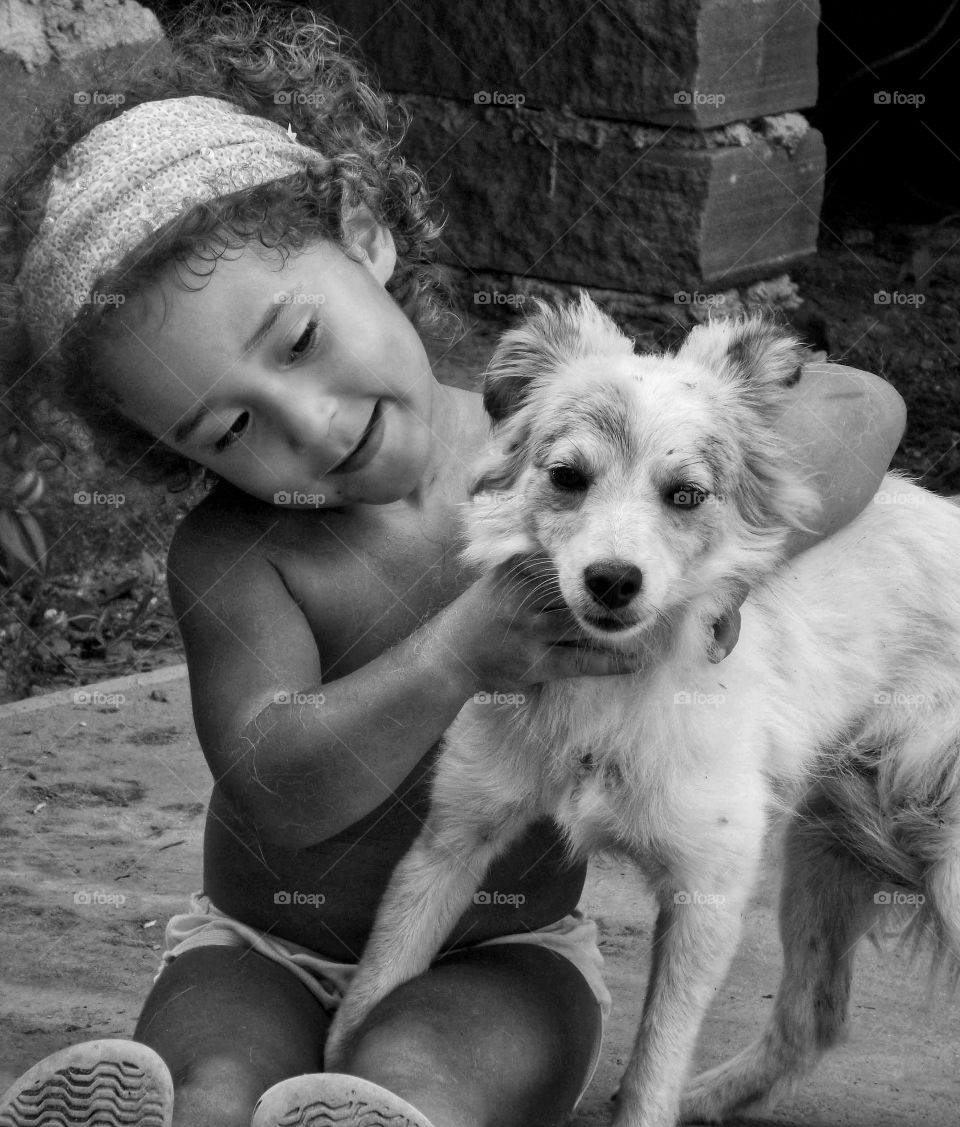 girl and dog
