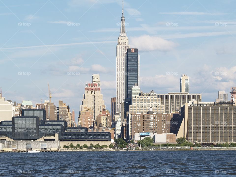 NYC the Empire State Building from the Hudson River 