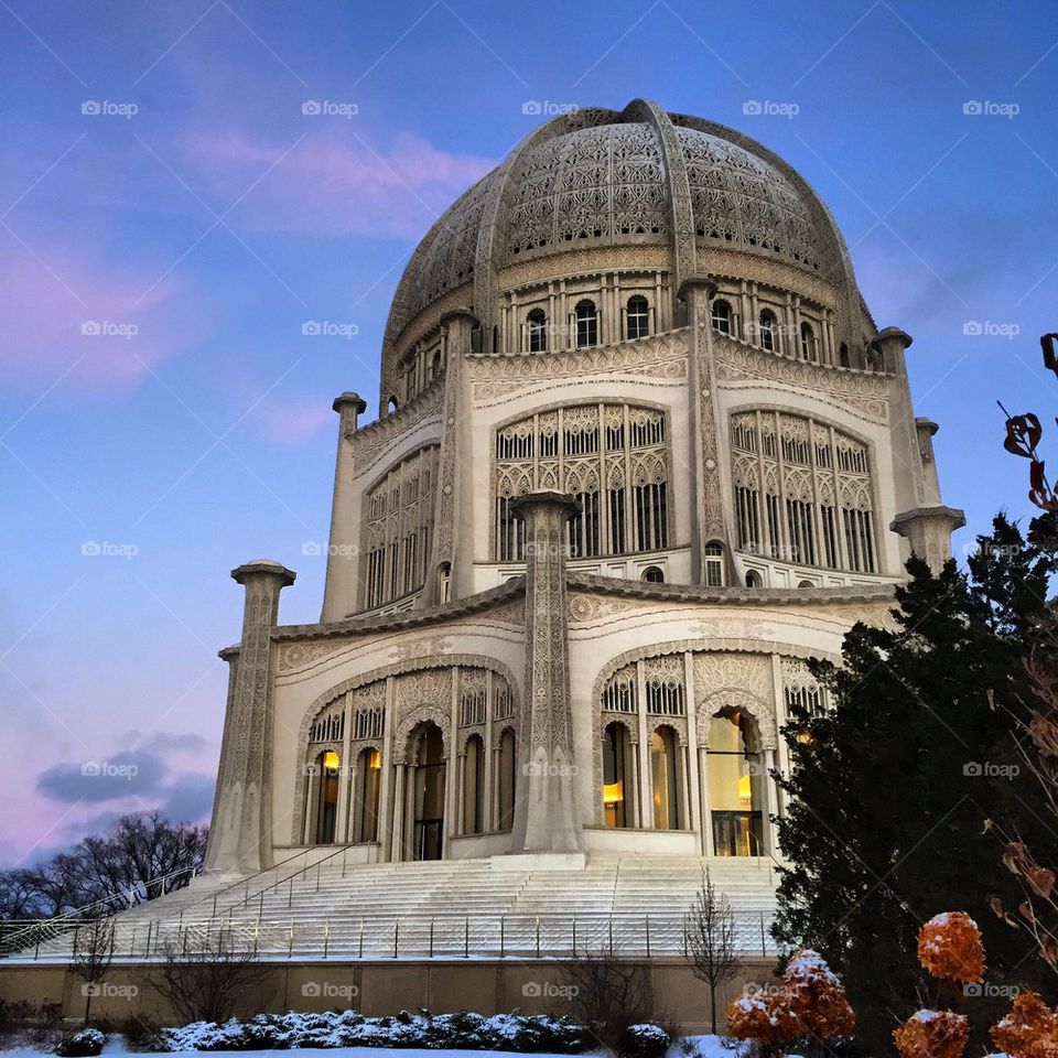 Bahai Temple at Dusk