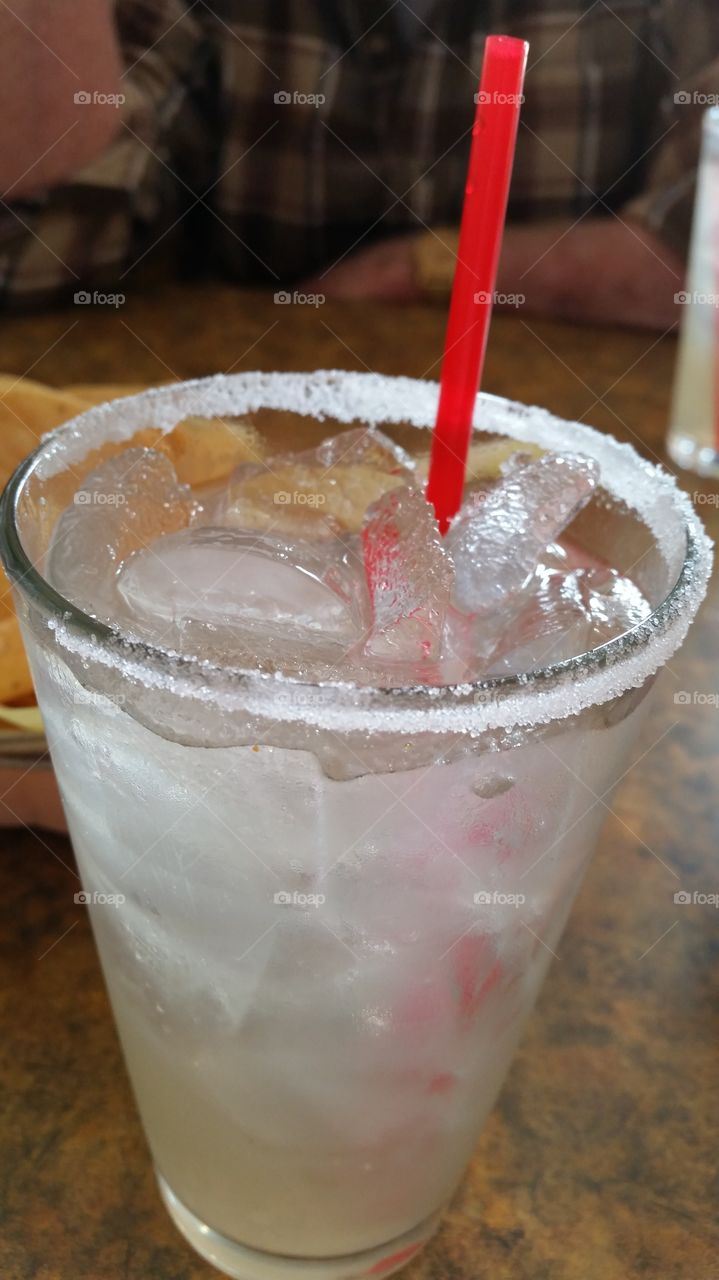 Margarita on the  Rocks. Salt Rimmed margarita