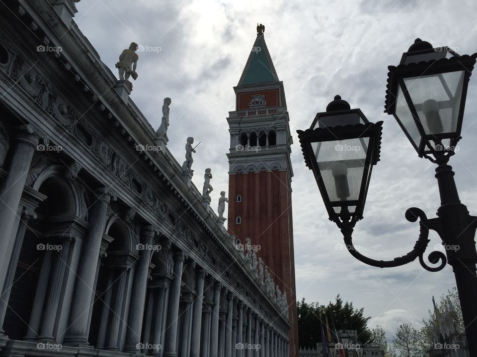 Detail of Venice buildings and lamp  at Italia in miniatura park