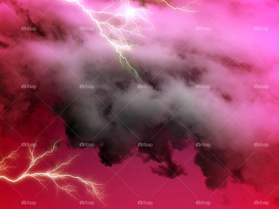 Lightning storm in magenta. Lightning storm in magenta