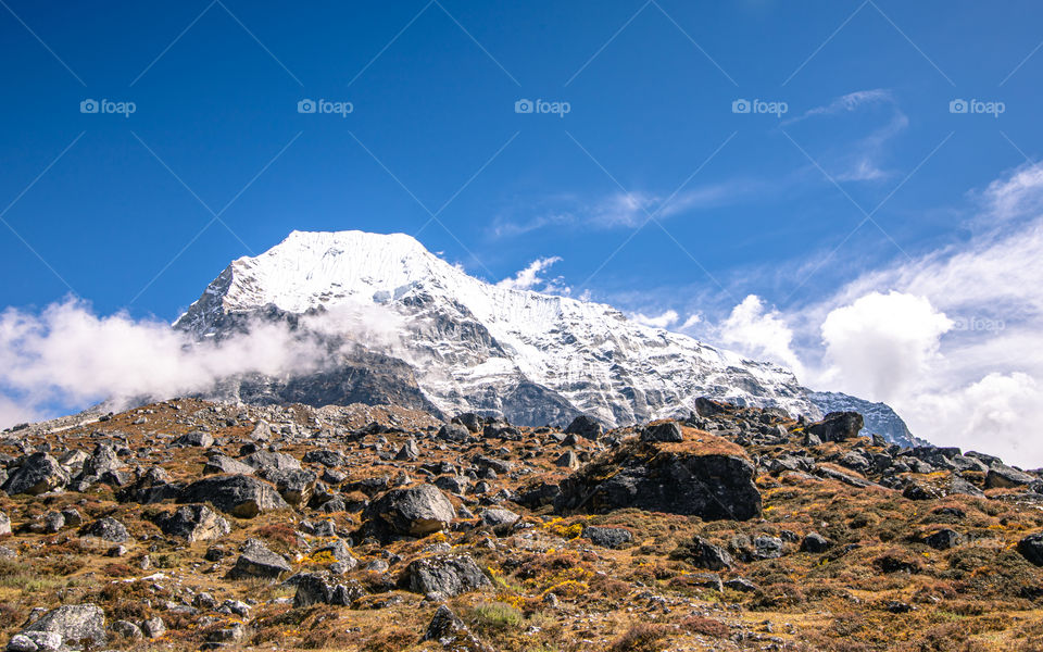 Beautiful mountain view at Tsho rolpa lake , Nepal