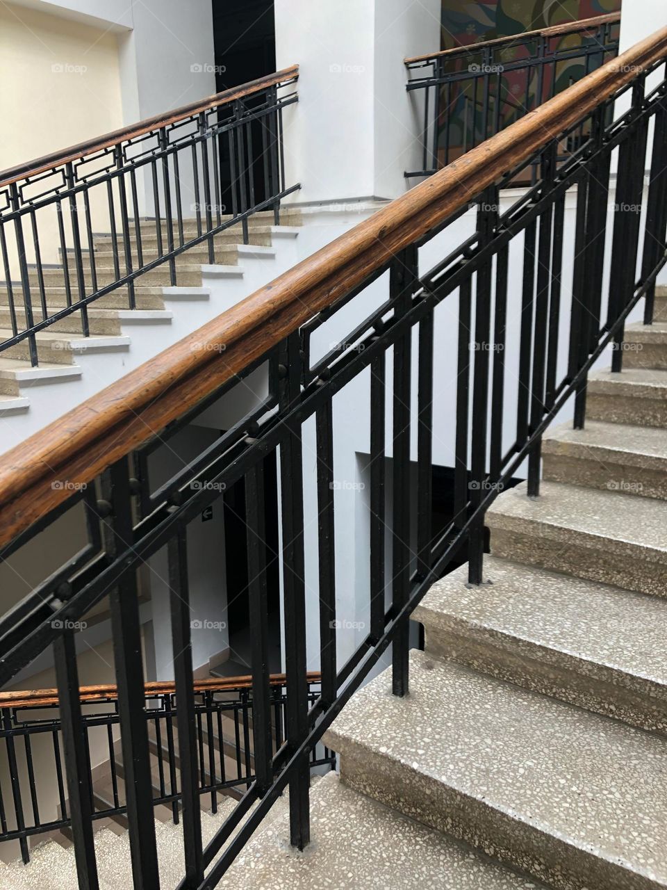 rectangle stairs, structures made of metal, wood and stone 