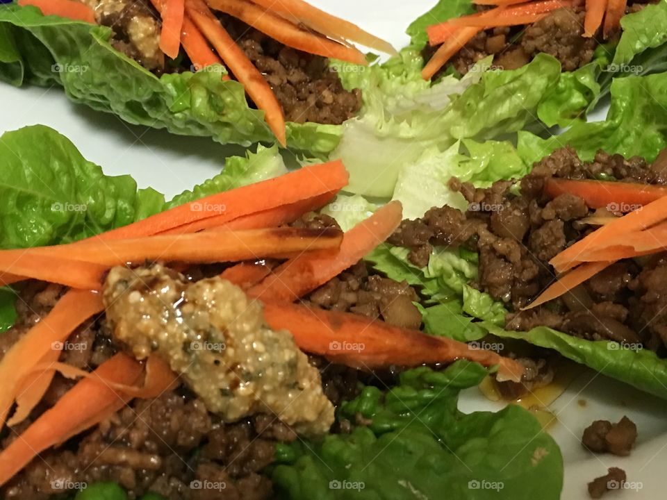 What's cooking? Fresh, crunchy, pork filled Asian lettuce wraps