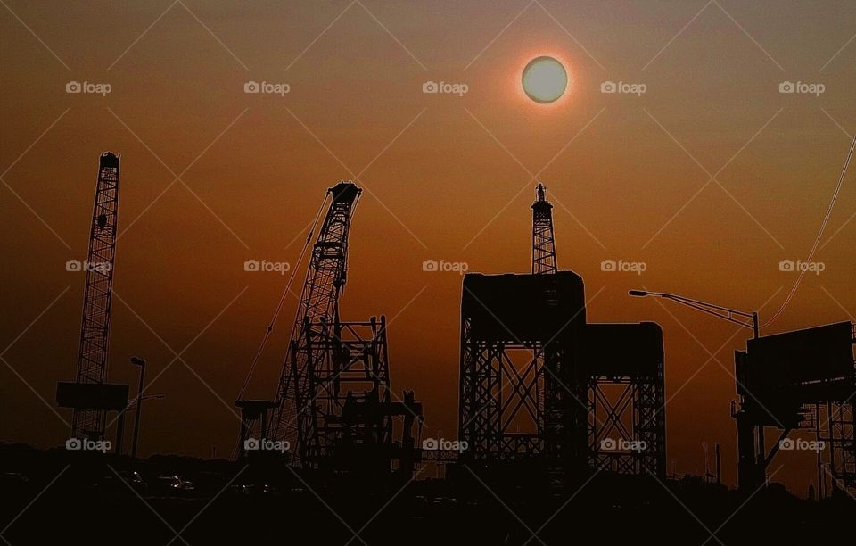 Sunset, Sky, Industry, Energy, Tower