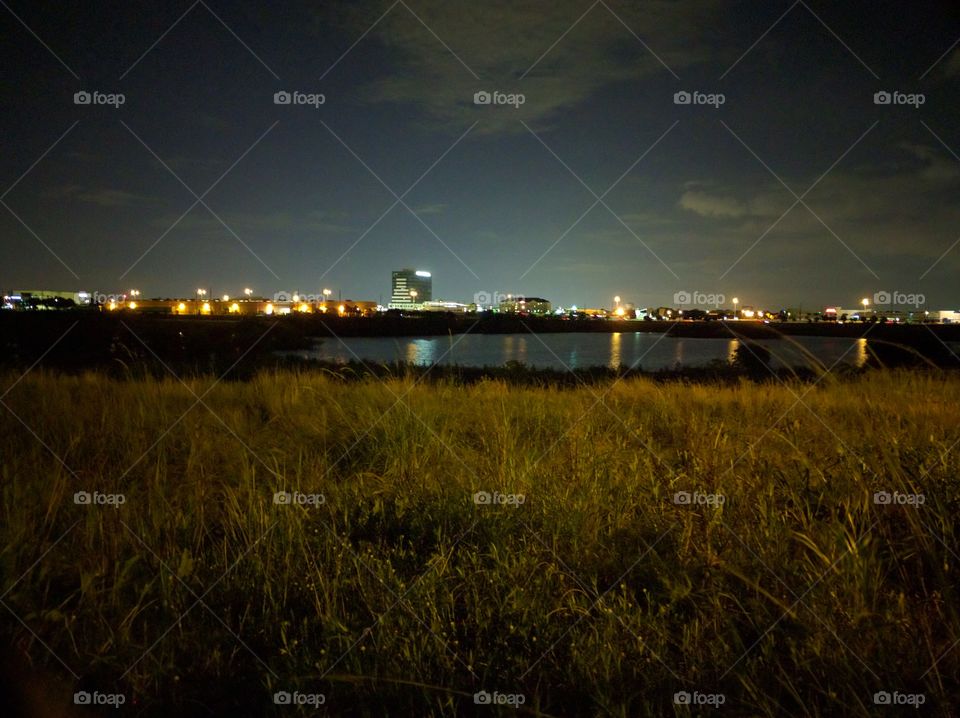 Houston from the outskirts at night