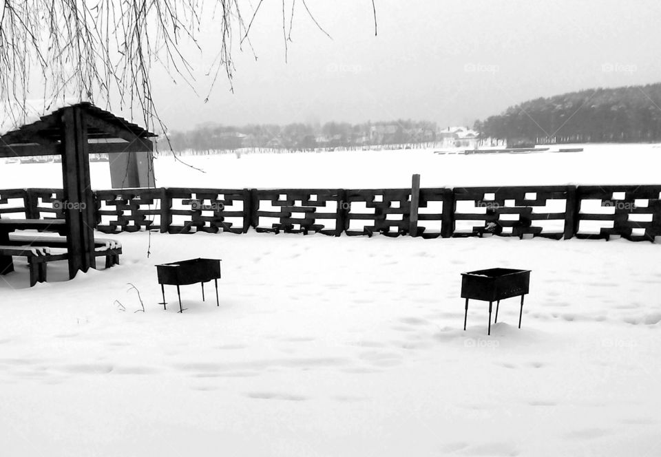 Winter, Snow, Chair, Beach, No Person