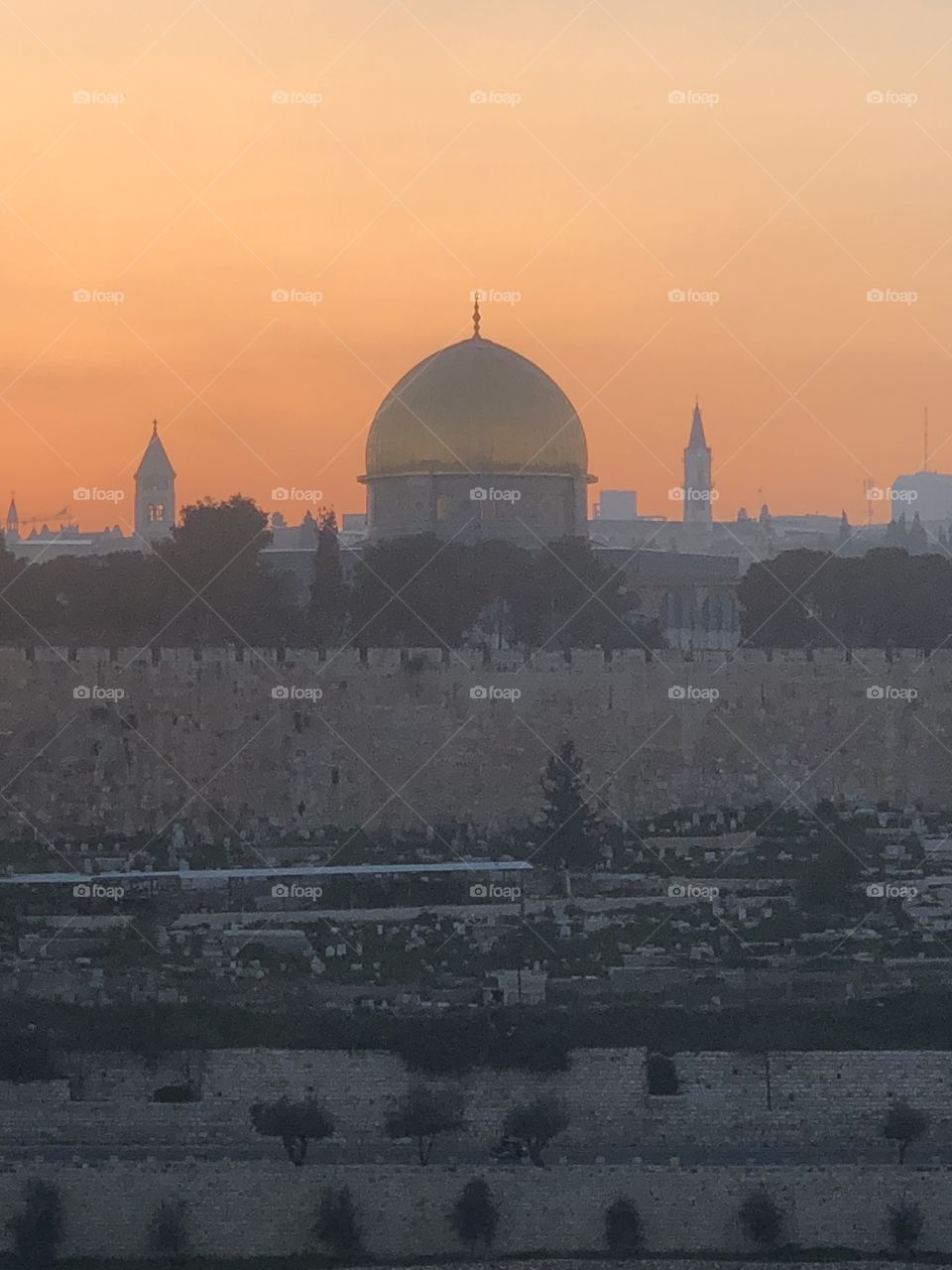 Golden Dome in Israel at sunset 