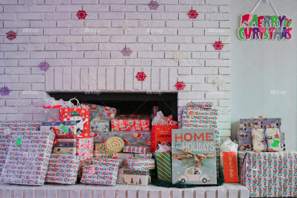 presents fireplace Christmas