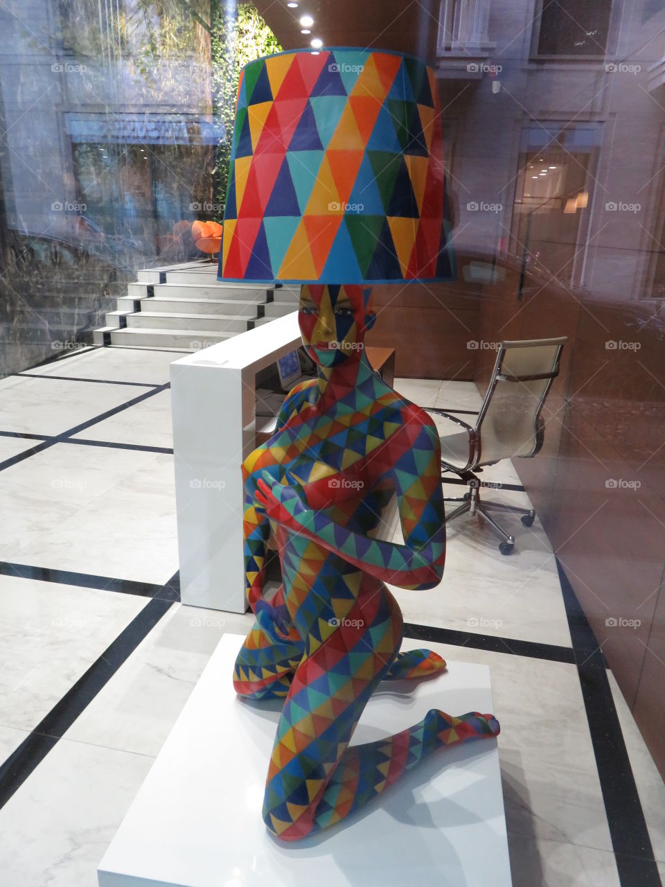 Colourful young woman shaped lamp