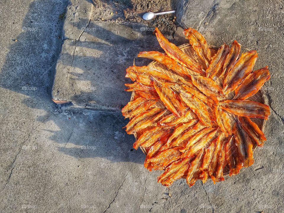 Dry fish in a plate.