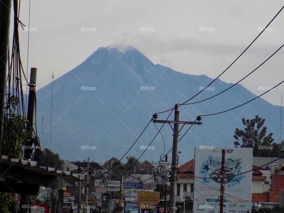 Mount Merapi seen from a distance