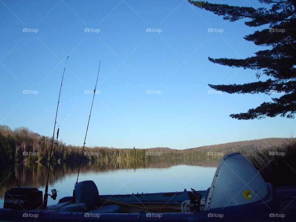 out on kingscote lake in Algonquin park at the opening of lake trout fishing 