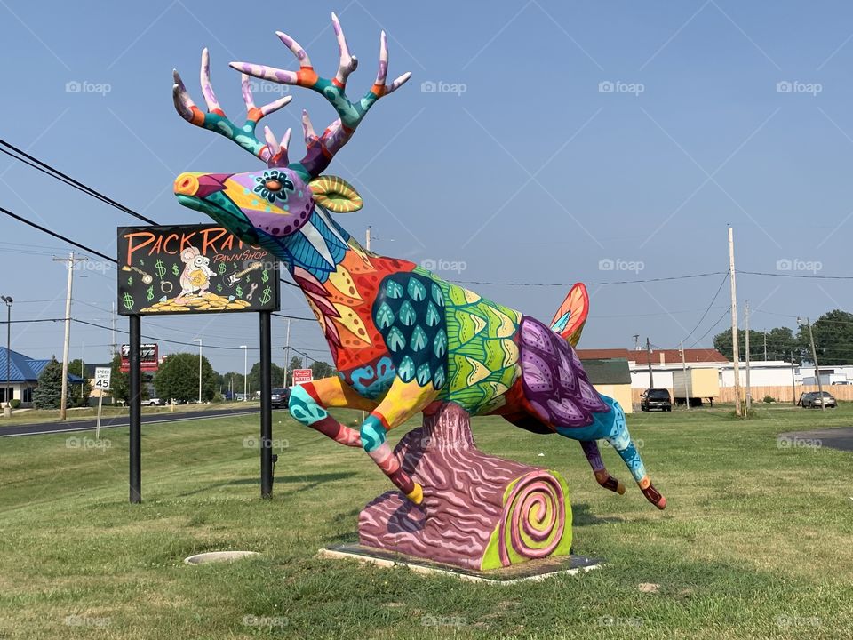 A fun roadside attraction in Findlay, Ohio. What a gorgeous Buck! Lovely colors. 