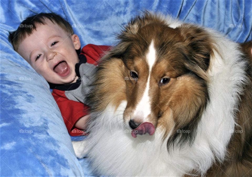 Laughter, Toddler laughing at his dog