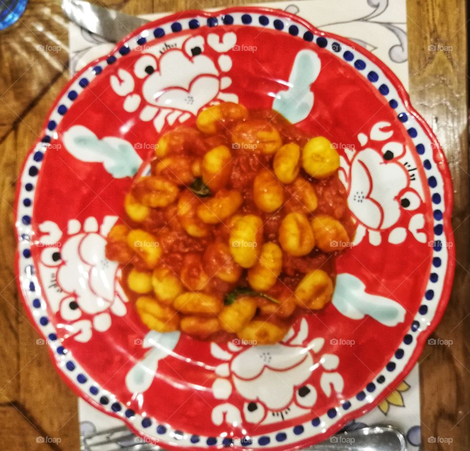 Dumplings in red dish