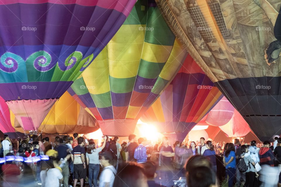 Chiang Rai/Thailand:February 16 2019-Colorful Ballon Night , Singha park Ballon Fiesta