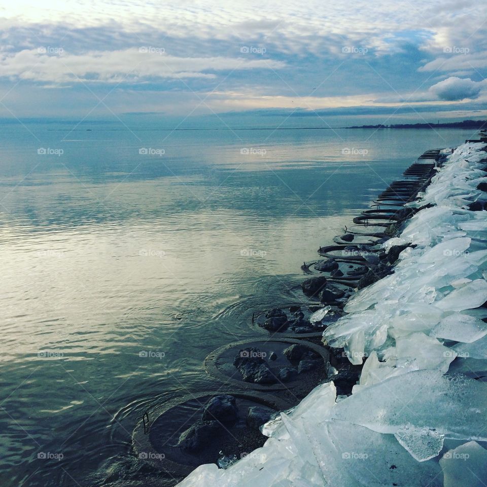 Michigan lake and ice