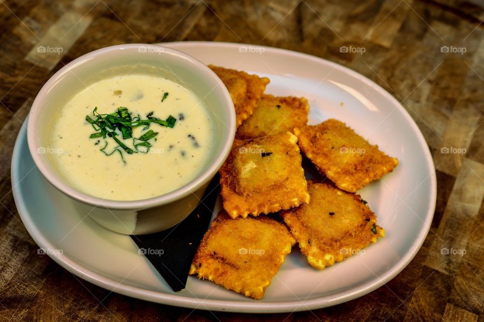 Fried ravioli plate