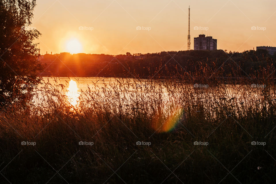 sunset on the river