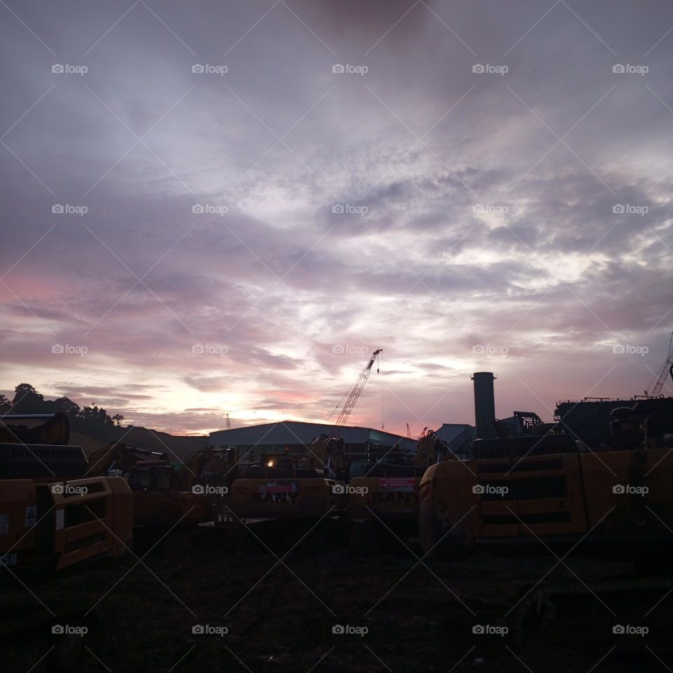 excavator parking location at work site