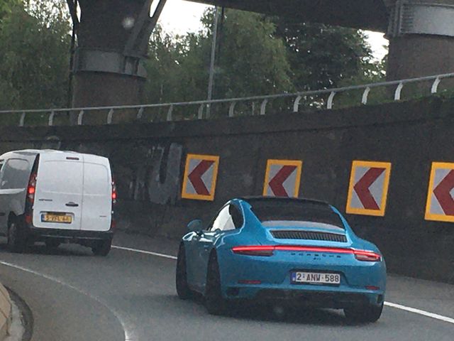 Porsche car blue motorway