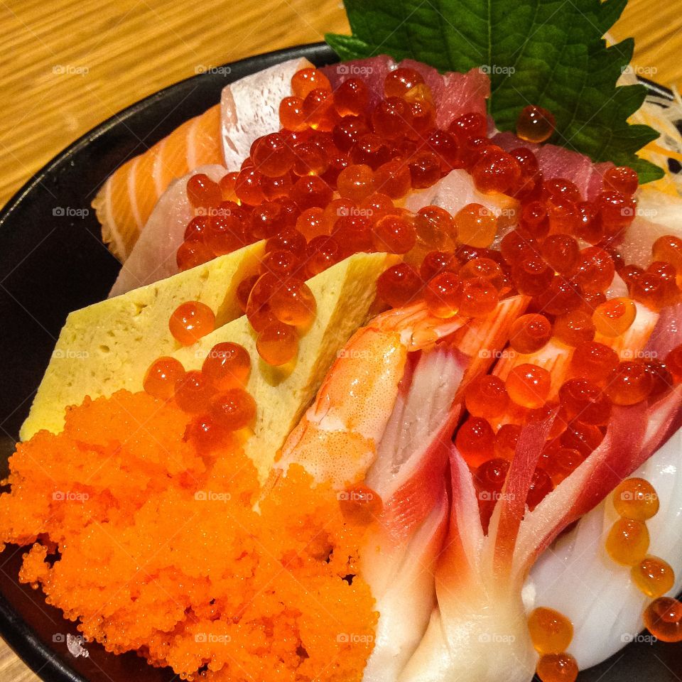 High angle view of sushi food