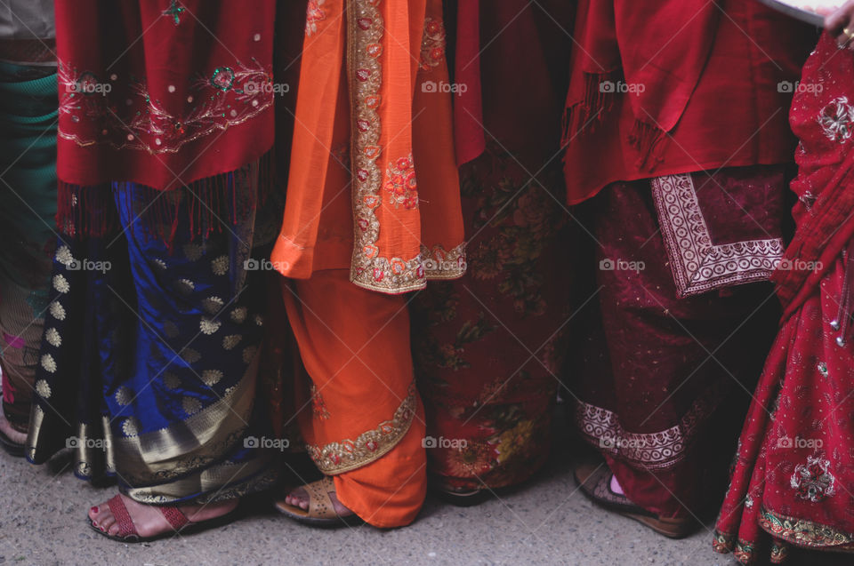 Women line during the celebration of the Holi Festival, in Nepal