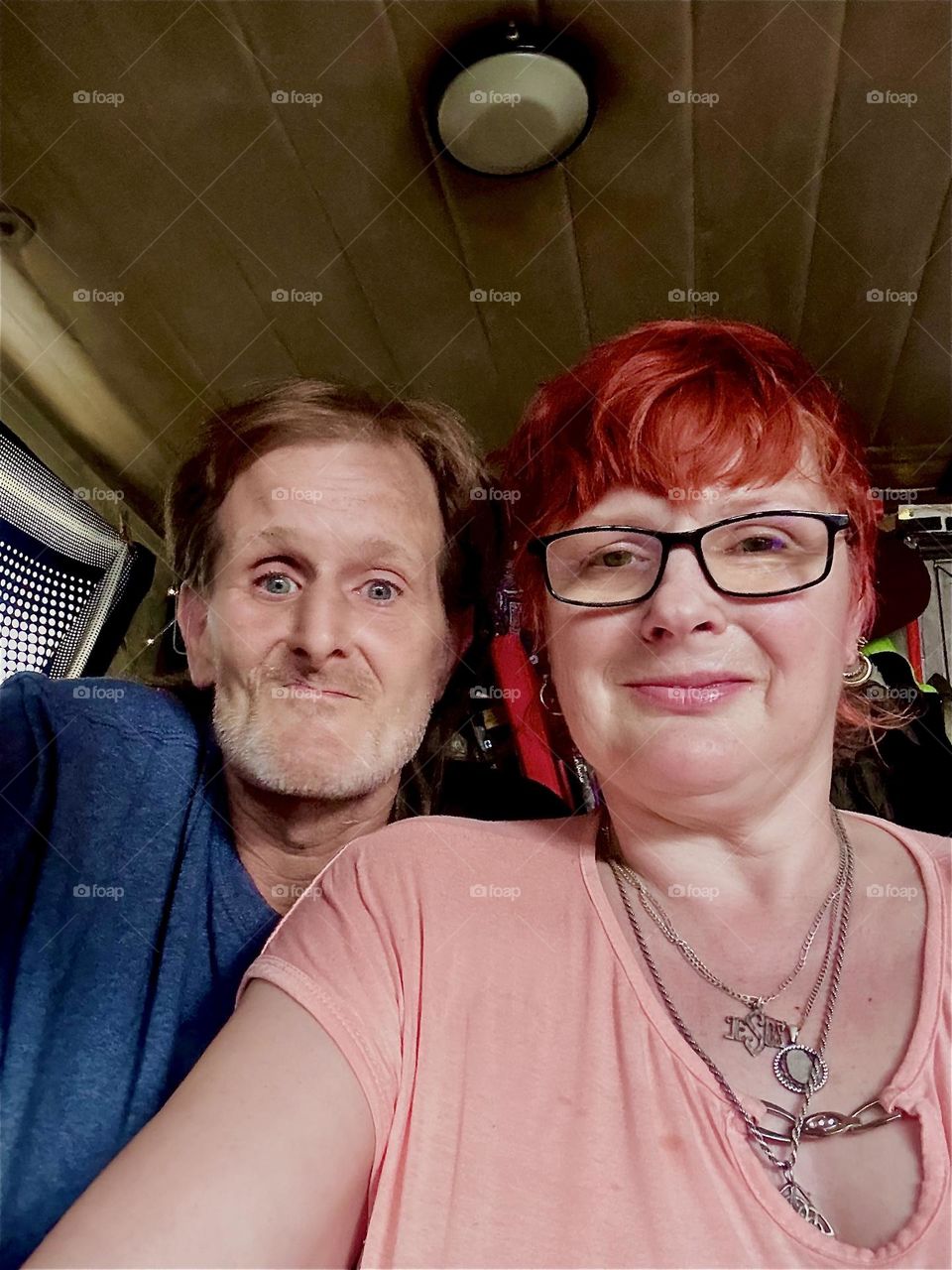 This is me, “Petra Schiller” a.k.a. “Maxine Firefox” and my significant other “Timothy Trespas” at home aboard “Salvation”, a “28 foot 1969 Luhrs” cabin cruiser at “Newtown Creek” by the “Pulaski Bridge” in LIC, Queens. 2024. Hypnotic Productions