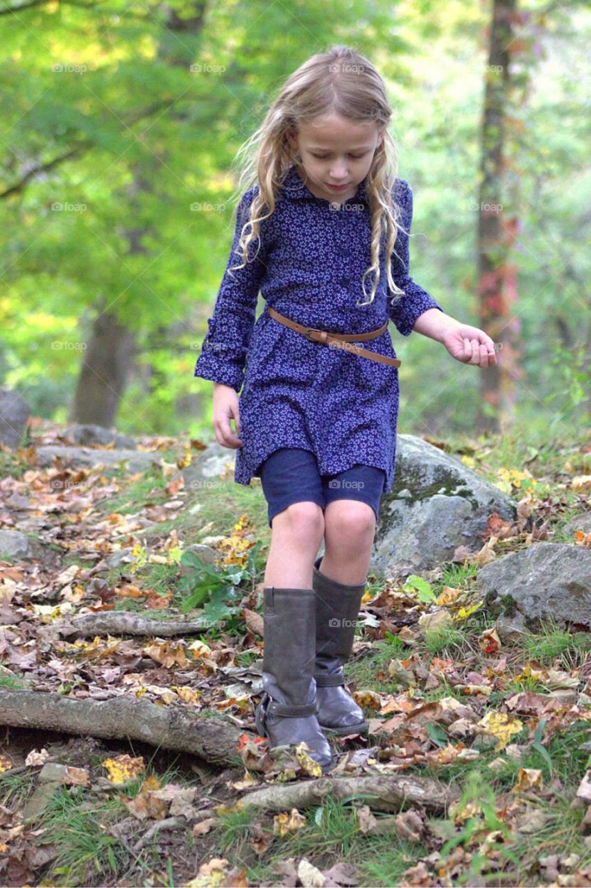 Cute girl in forest