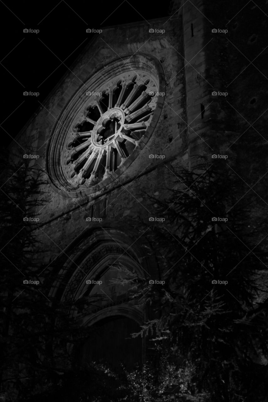 black and white church