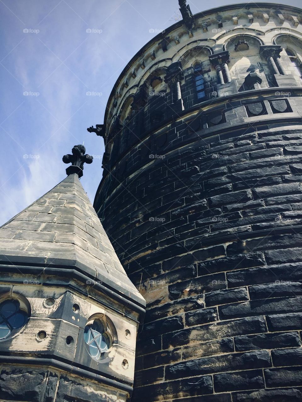 The gothic looking James A. Garfield Memorial