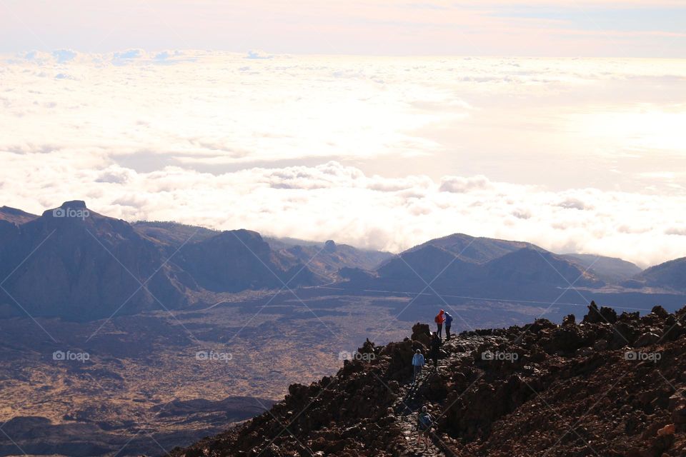 Hiking Teide a volcano on Tenerife in the Canary Islands, Spain