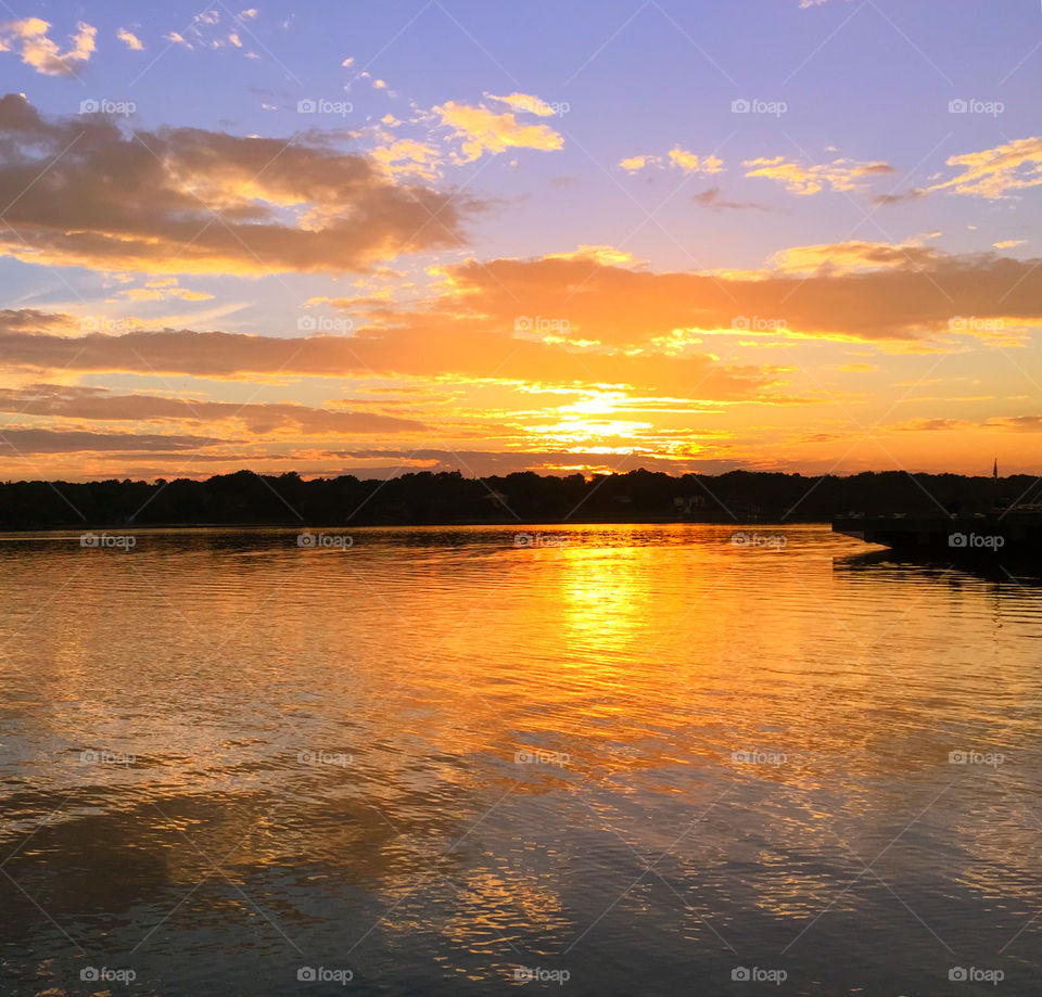 Sunset over lake