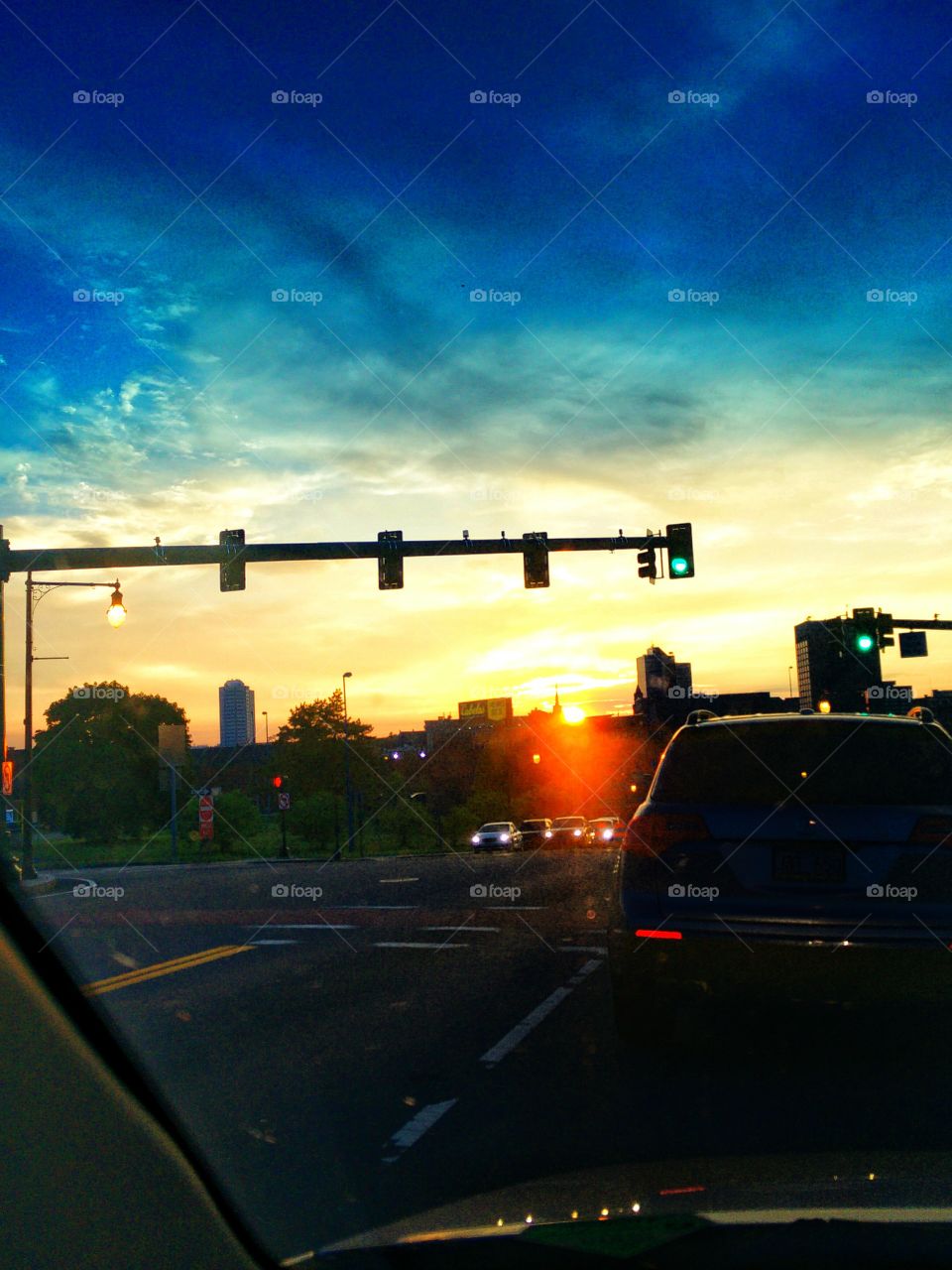 sunset road shot
