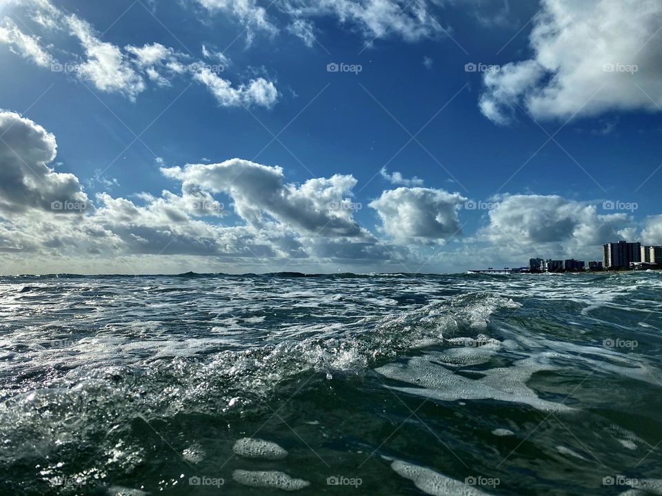 The ocean and clouds on the sunny day Florida. 